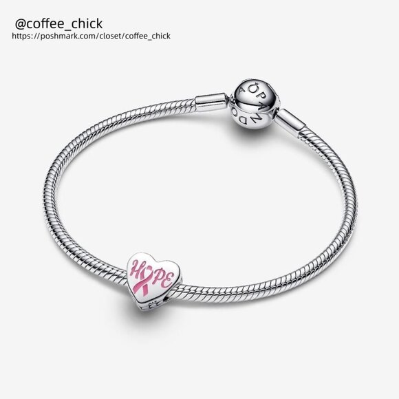 Pandora Hope heart sterling silver charm with pink enamel - Picture 2 of 2
